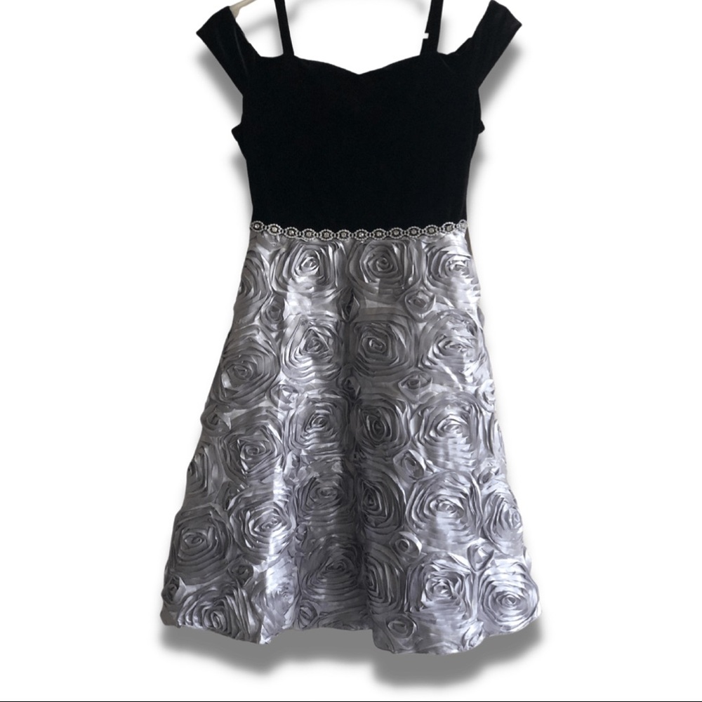 Girl’s, Rare Editions Dress, Size 16, Black & silver